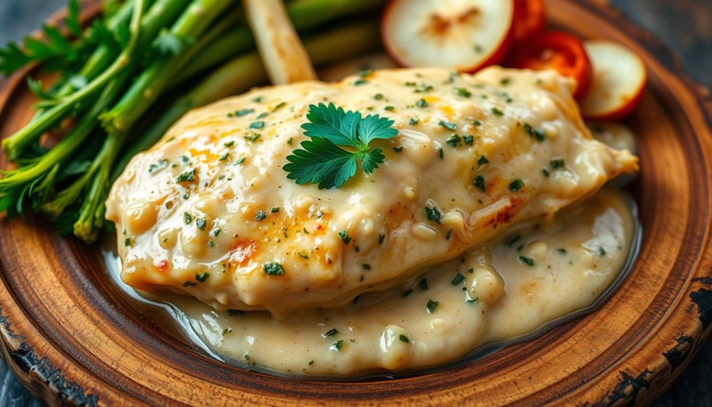 Creamy chicken breast with sauce